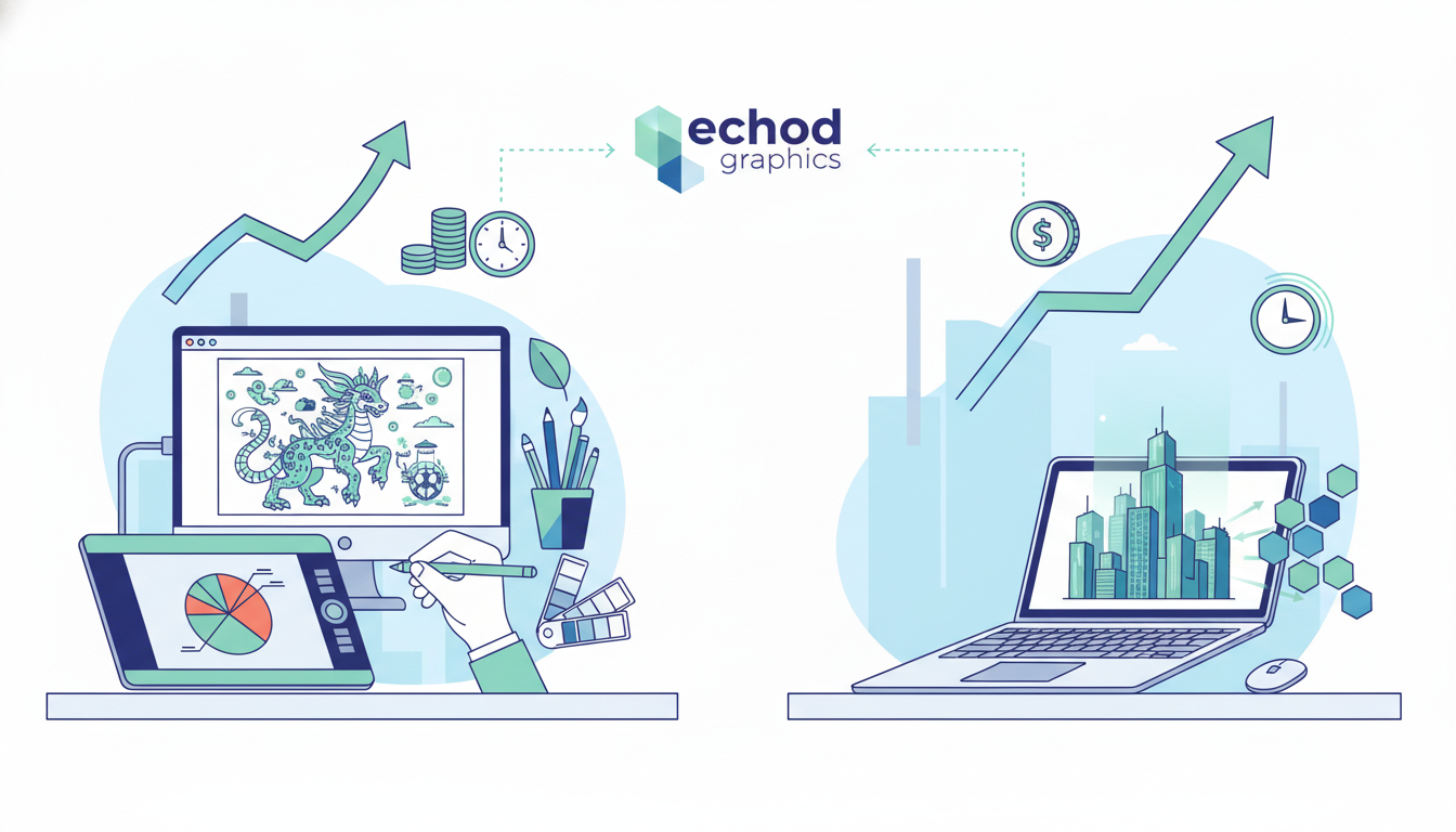 AI Graphics vs Traditional Design: Cost and Time Comparison - echod graphics visualization